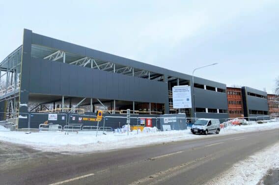 Byggarbetsplats skola i Sickla